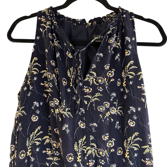 LOFT navy floral sleeveless romper jumpsuit with tie neck Size M - Picture 5 of 12